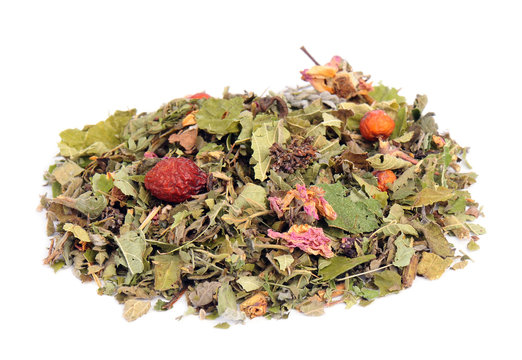 herbal tea on white background