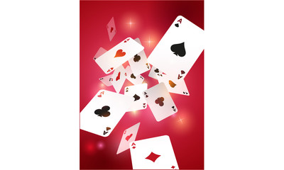 Vector Illustration with flying playing cards