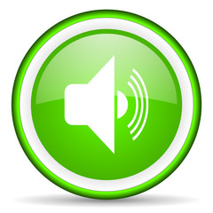 volume green glossy icon on white background