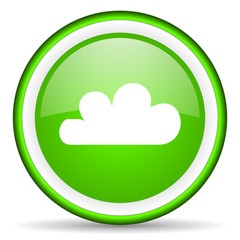 weather green glossy icon on white background