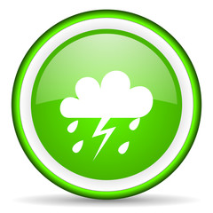 weather green glossy icon on white background