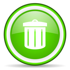 recycle green glossy icon on white background