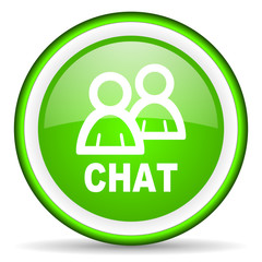 chat green glossy icon on white background