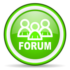 forum green glossy icon on white background