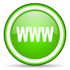 www green glossy icon on white background