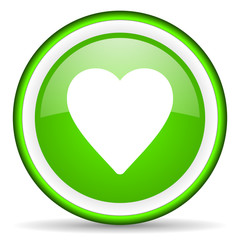 heart green glossy icon on white background