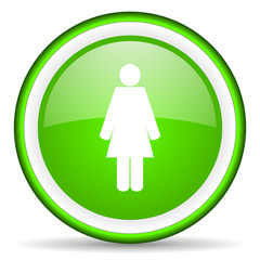 woman green glossy icon on white background