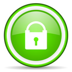 protect green glossy icon on white background