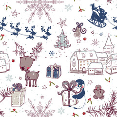 Cute seamless winter holiday pattern