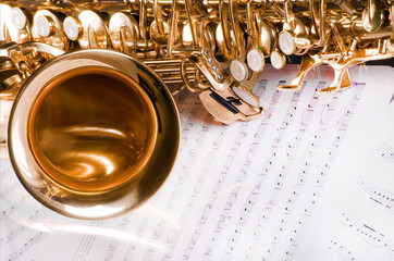Saxophone on the printed music