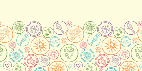 Vector colorful circles horizontal seamless pattern ornament