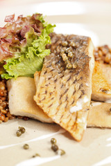 carp with green lentil
