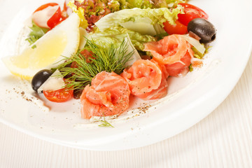 tasty appetizer with salmon