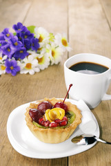 Hot coffee and tasty cake