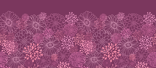 Vector purple field flowers elegant horizontal seamless ornament
