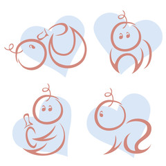 Set of cute babies