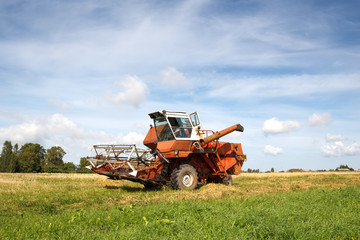 old grain harvester