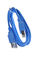 Usb blue computer cable isolated on white background