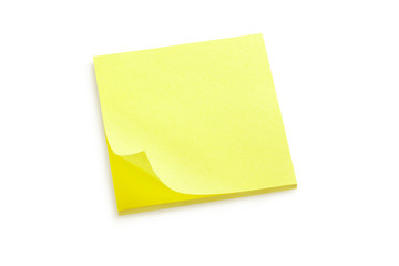 Yellow sticker note isolated on white, clipping path included
