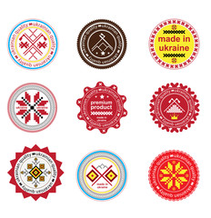 Set of vintage and modern ukrainian elements labels for sale