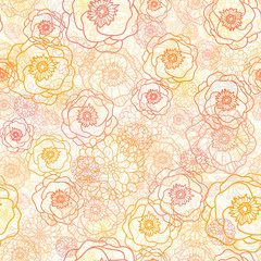 Vector vibrant warm flowers golden seamless pattern background