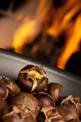Organic Brown Chestnuts Roasting