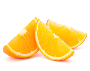 Three orange fruit segments or cantles