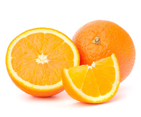 Whole orange fruit and his segments or cantles