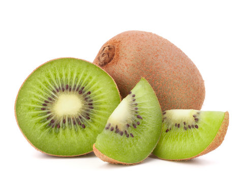 Whole kiwi fruit and his sliced segments