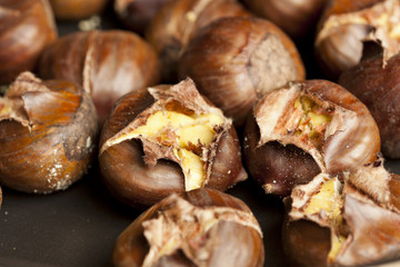 Organic Brown Chestnuts Roasting