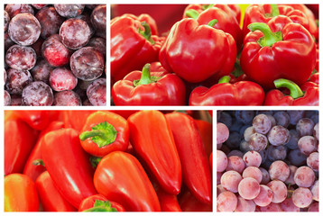 Grapes and paper in the collage