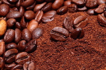 Closeup of coffee beans background