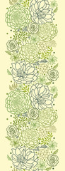 Vector Green Succulent Plants vertical Seamless Pattern Ornament