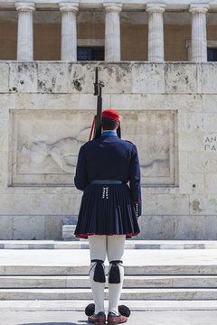 Evzones (presidential guards)  in Athens, Greece
