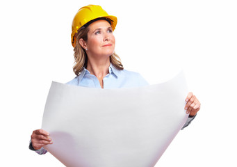 Architect woman with a plan.