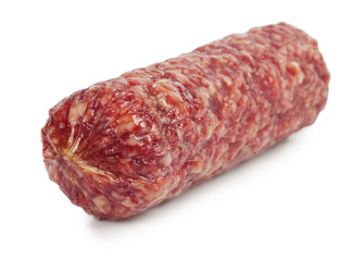 Fresh smoked sausage isolated on white background