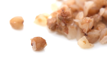 buckwheat on white background. macro