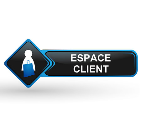 espace client sur bouton web carr&eacute; design bleu