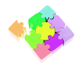 Colorful puzzle isolated on white background