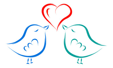 cute love birds with heart