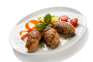 Roasted meatballs and vegetable salad