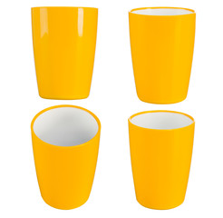 yellow plastic glass for juice