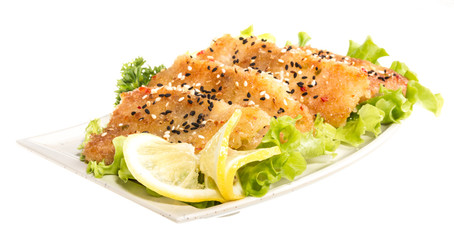 Roasted fish with lemon