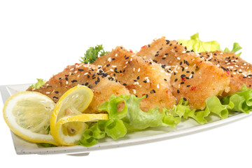 Roasted fish with lemon