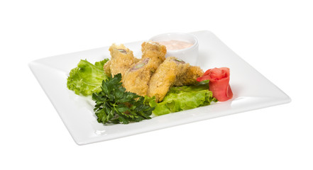 Japanese style pork cutlet with carrot and asparagus