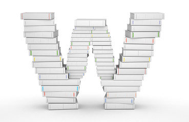 Letter W, stacked from blank books