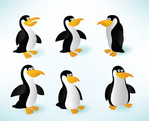 Foto op Plexiglas Vogel Zes pinguïns