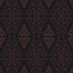 Pink and Black Damask Pattern
