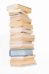 pile of books on white background
