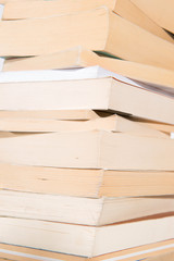 pile of books on white background